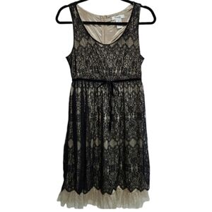 Y2k Whimsigoth Lace Dress Black & Champagne Junior's Size Large (Medium)